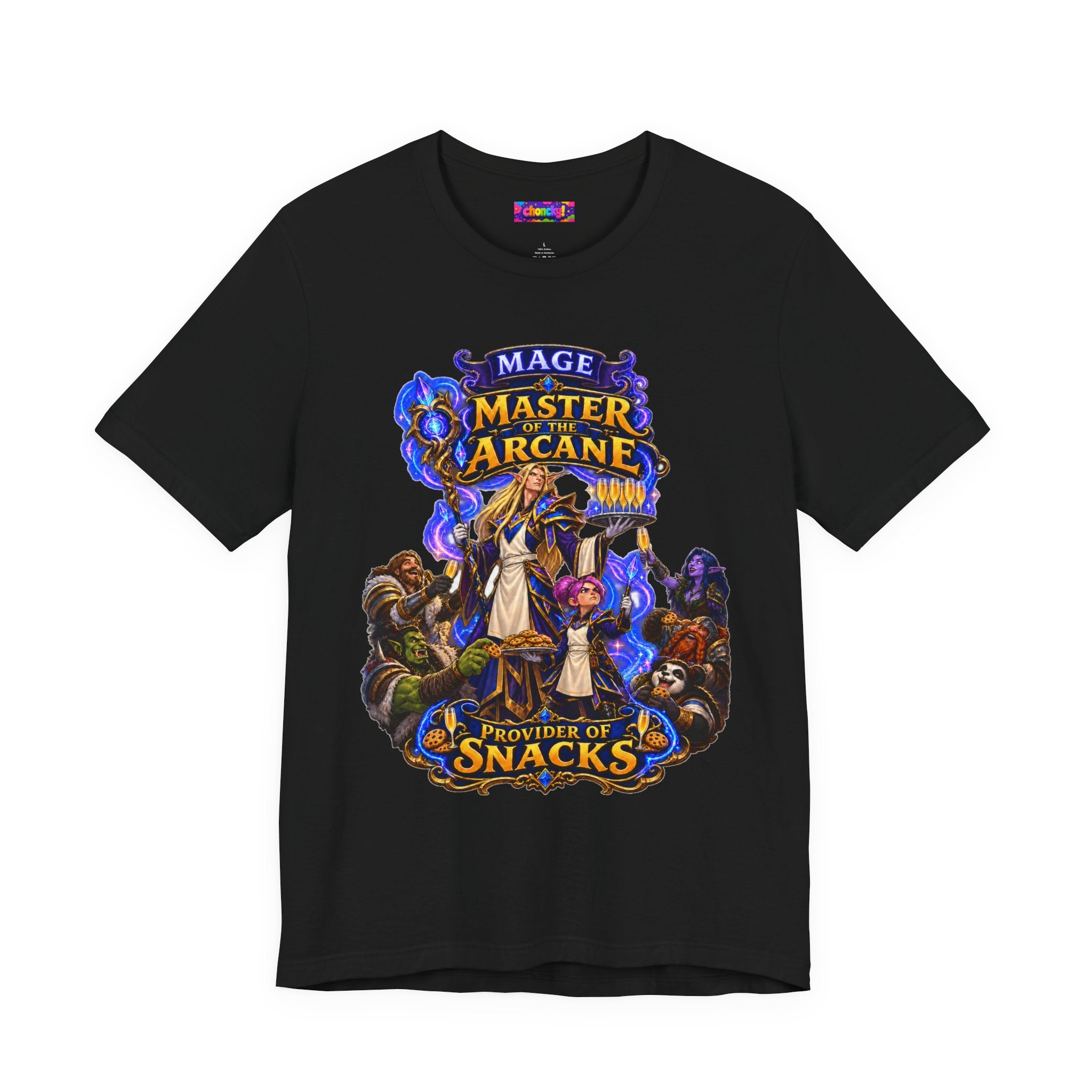 Master of the Arcane: Provider of Snacks graphic T-shirt product mockup