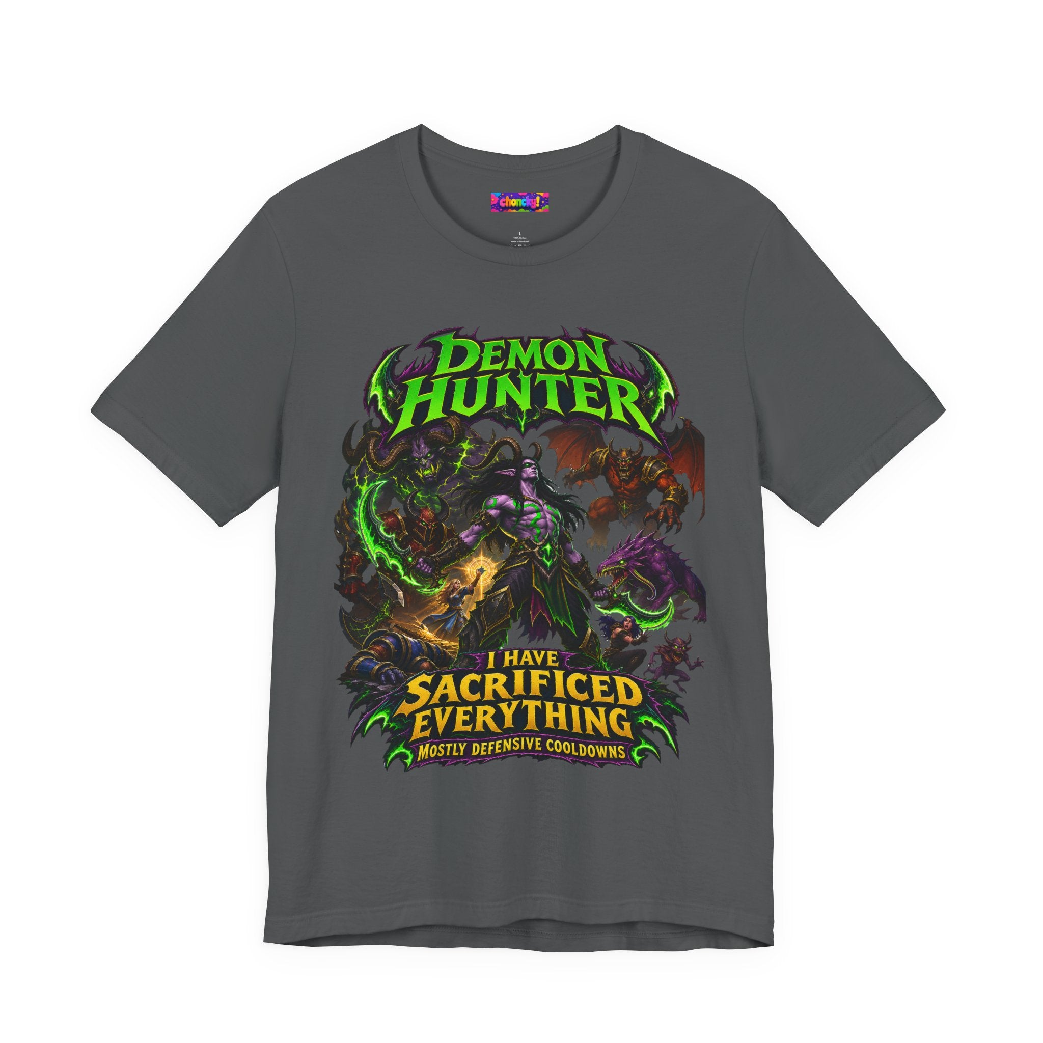 Sacrificed Everything Demon Hunter graphic T-shirt, front product view