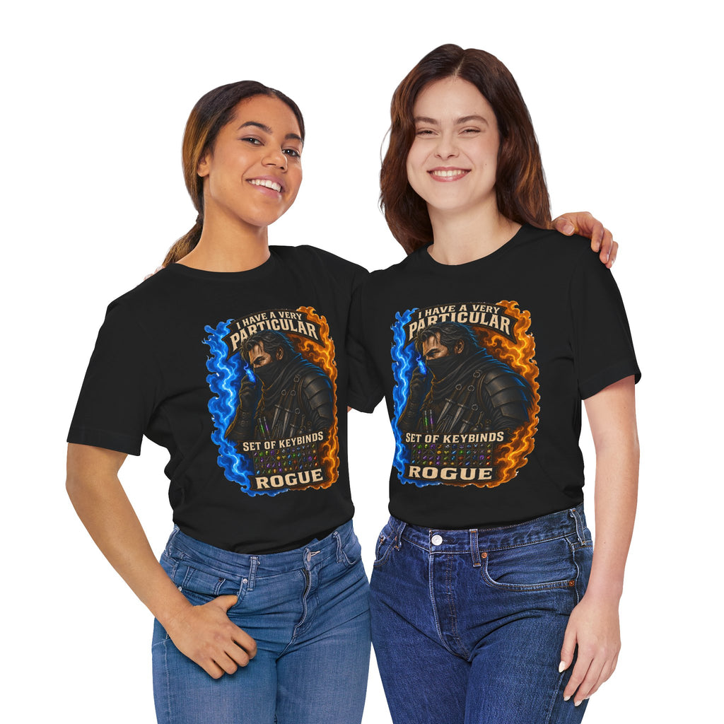Particular Set of Keybinds Rogue graphic T-shirt product mockup