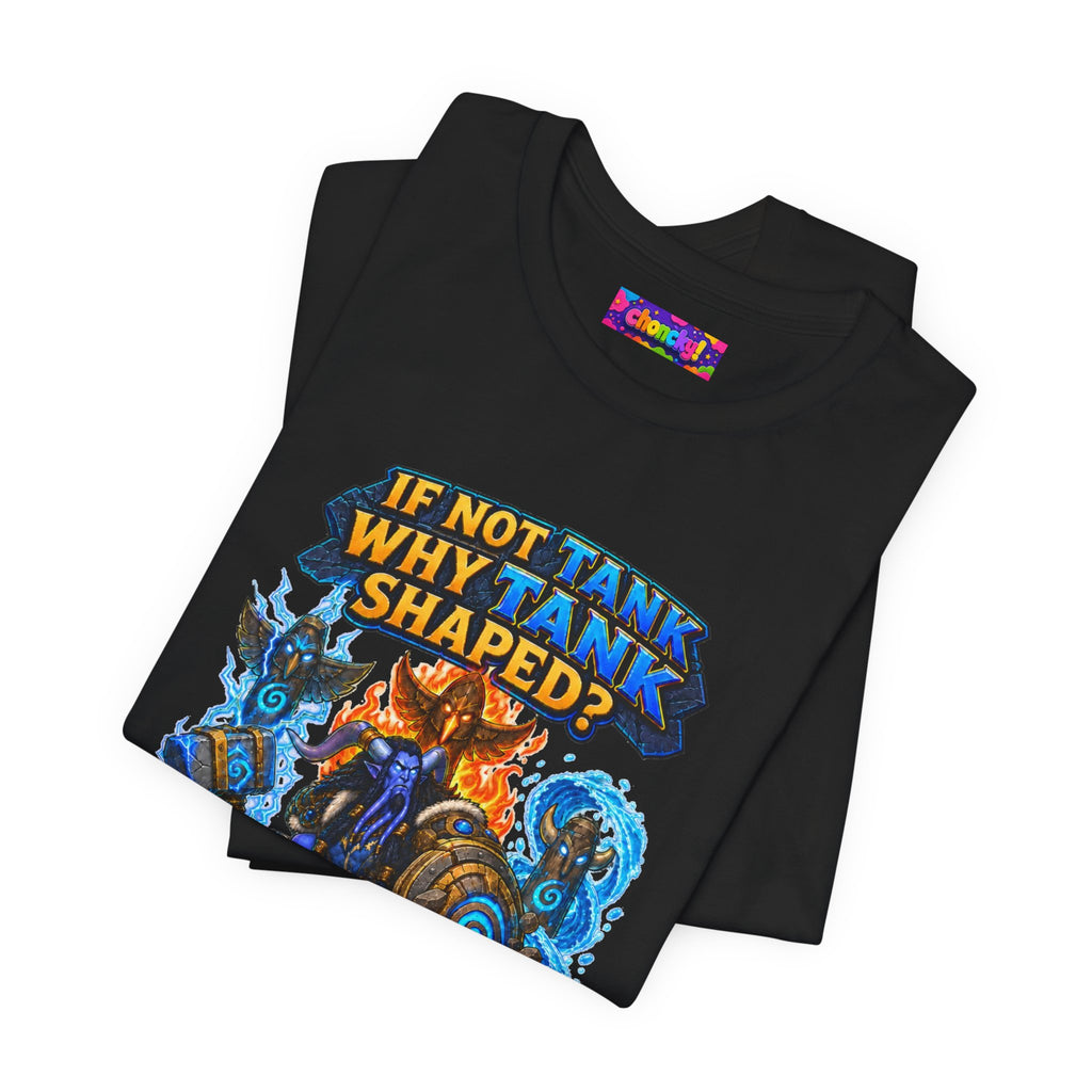 Tank Shaped Shaman graphic T-shirt product mockup