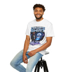 Commander's Favorite Shirt on the Citadel sci-fi graphic T-shirt, white shirt front view modeled with the shirt tucked into jeans.
