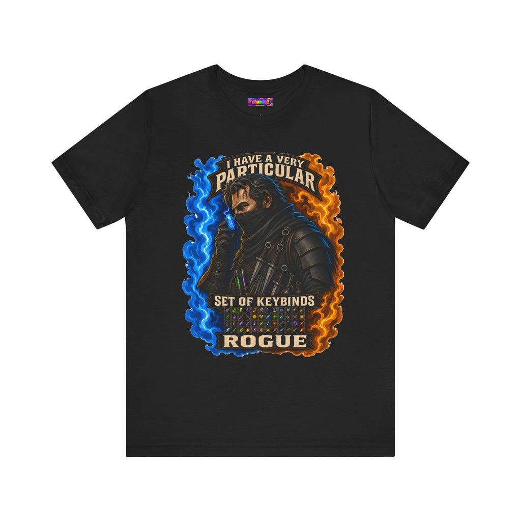 Particular Set of Keybinds Rogue graphic T-shirt product mockup