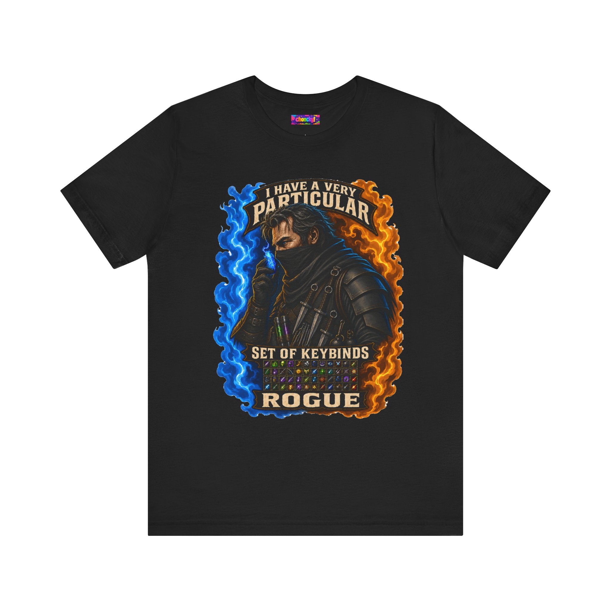 Particular Set of Keybinds Rogue graphic T-shirt product mockup