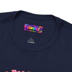 Real Paladins Know Bubble Is a DPS Cooldown gaming T-shirt, close-up of the Choncky neck label.