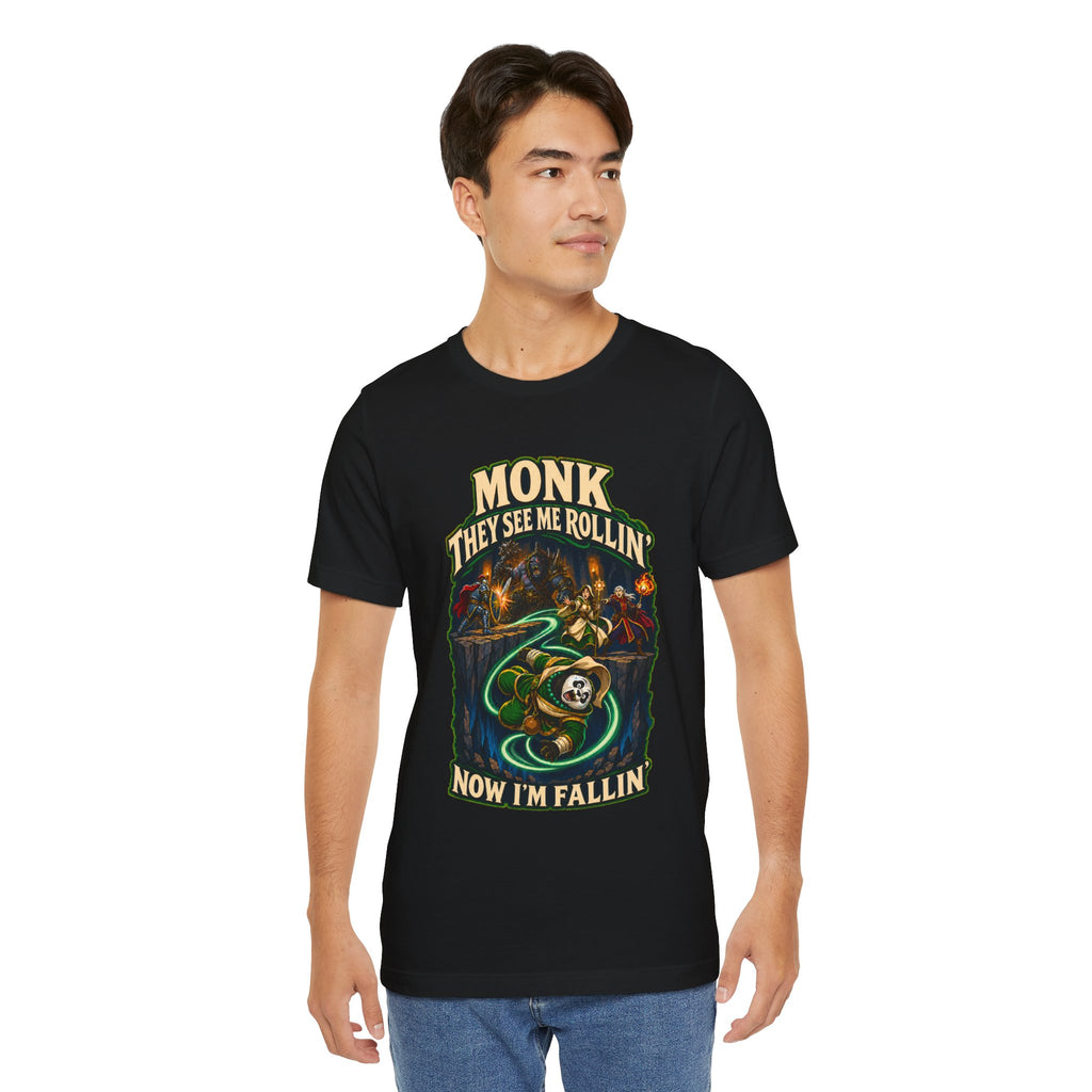 They See Me Rollin’ Monk graphic T-shirt product mockup