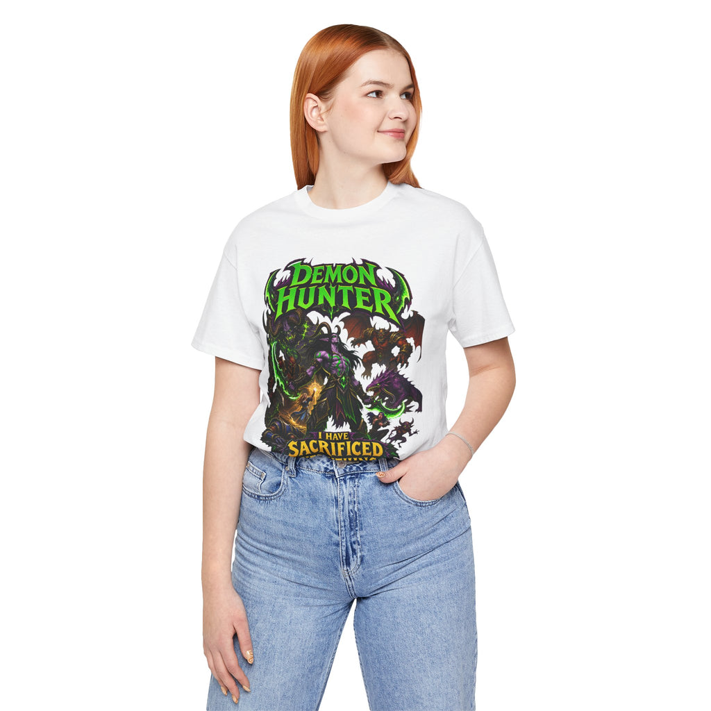 Sacrificed Everything Demon Hunter graphic T-shirt product mockup