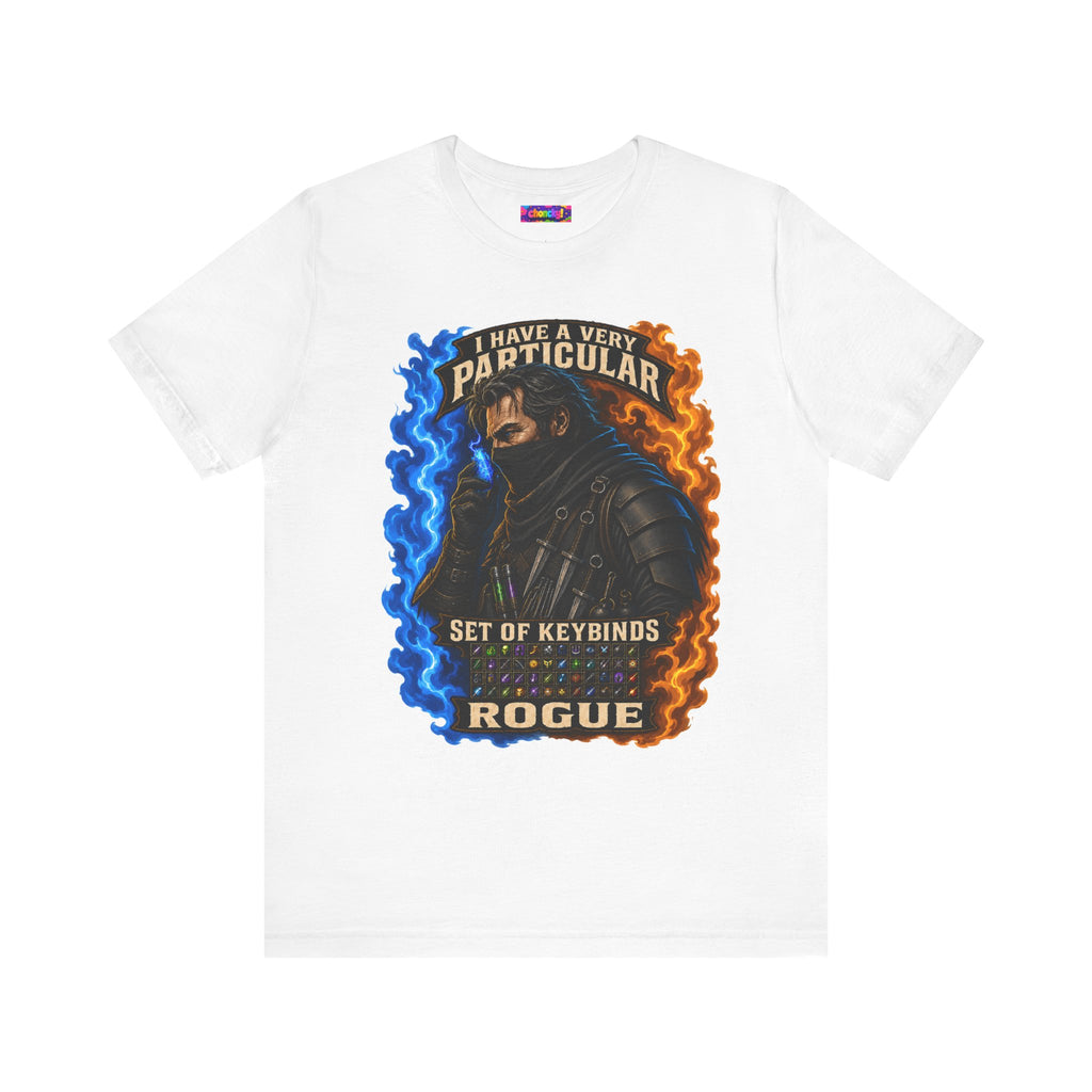 Particular Set of Keybinds Rogue graphic T-shirt product mockup