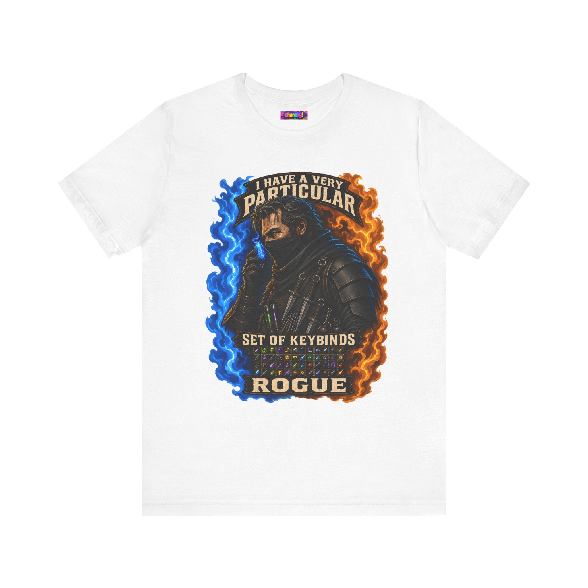 Particular Set of Keybinds Rogue graphic T-shirt product mockup