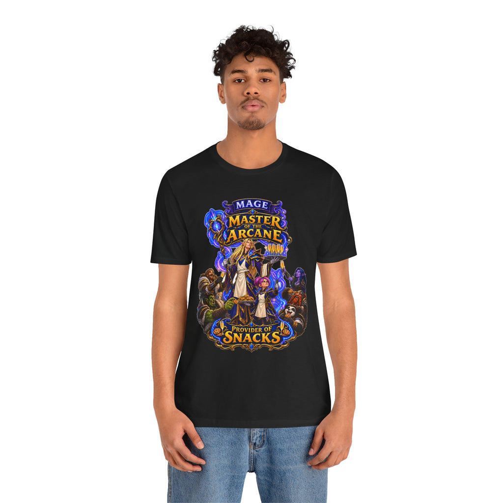 Master of the Arcane: Provider of Snacks graphic T-shirt product mockup