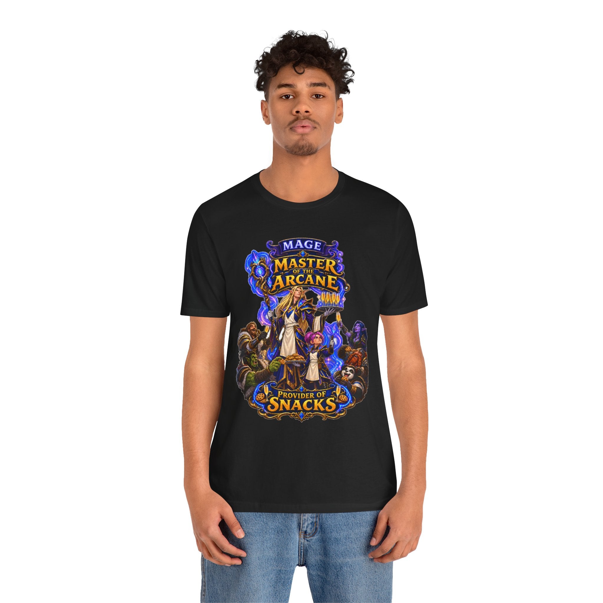 Master of the Arcane: Provider of Snacks graphic T-shirt product mockup