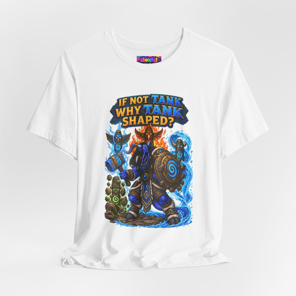 Tank Shaped Shaman graphic T-shirt product mockup