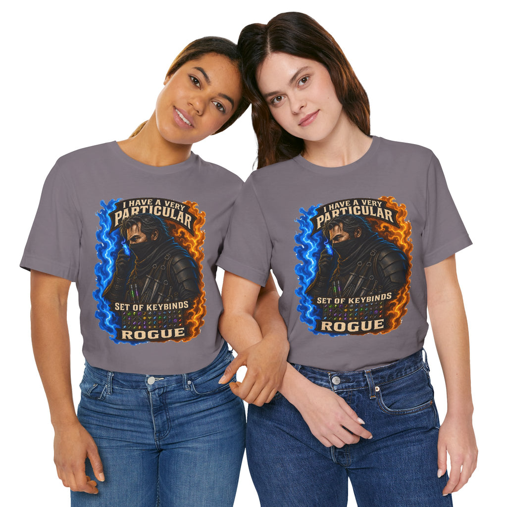 Particular Set of Keybinds Rogue graphic T-shirt product mockup