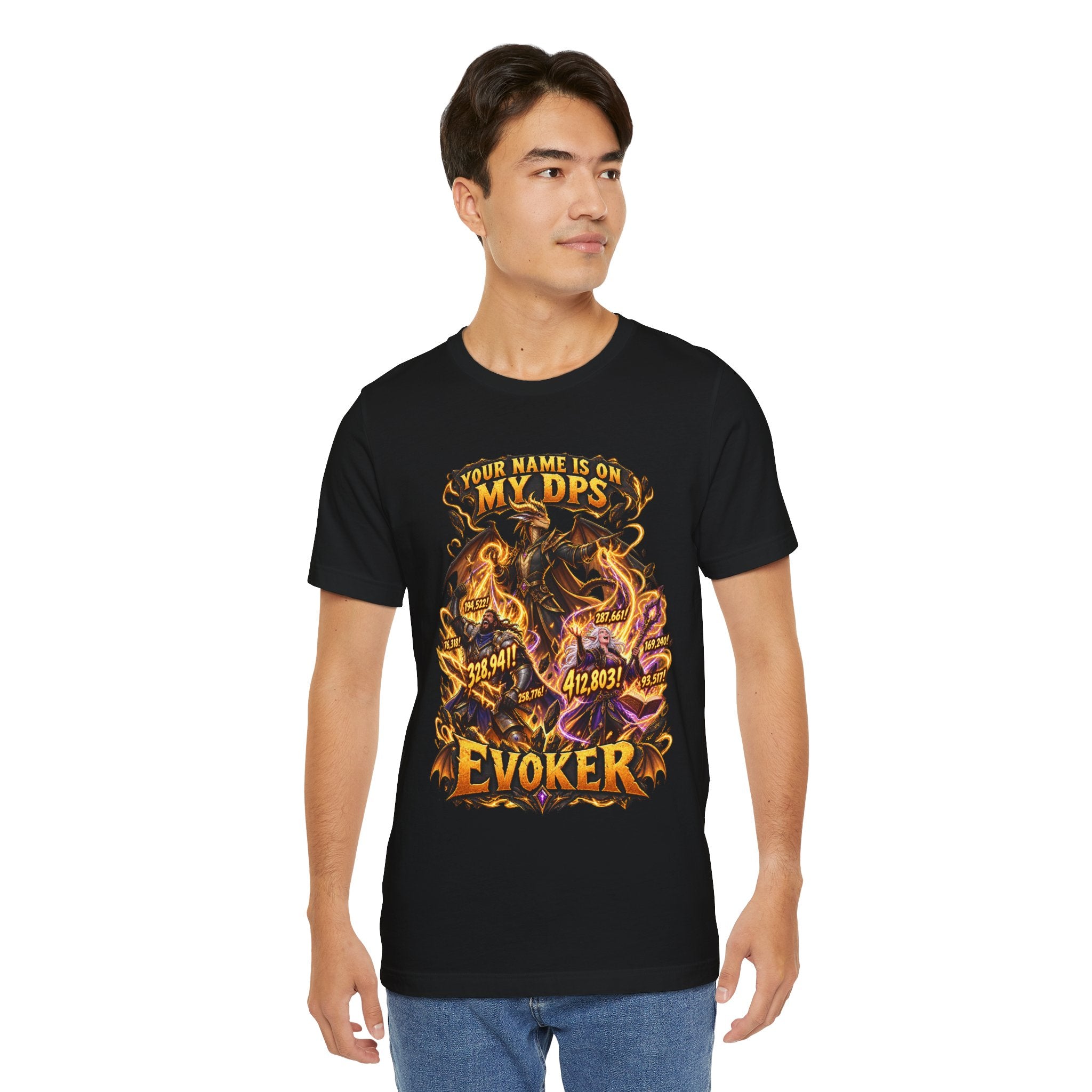 Your Name Is on My DPS Evoker graphic T-shirt product mockup