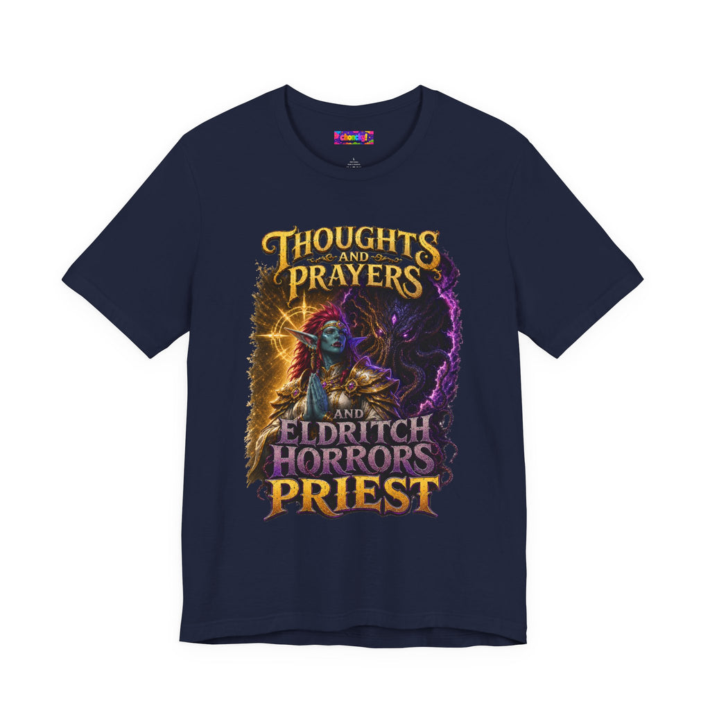Thoughts, Prayers & Eldritch Horrors graphic T-shirt, front product view