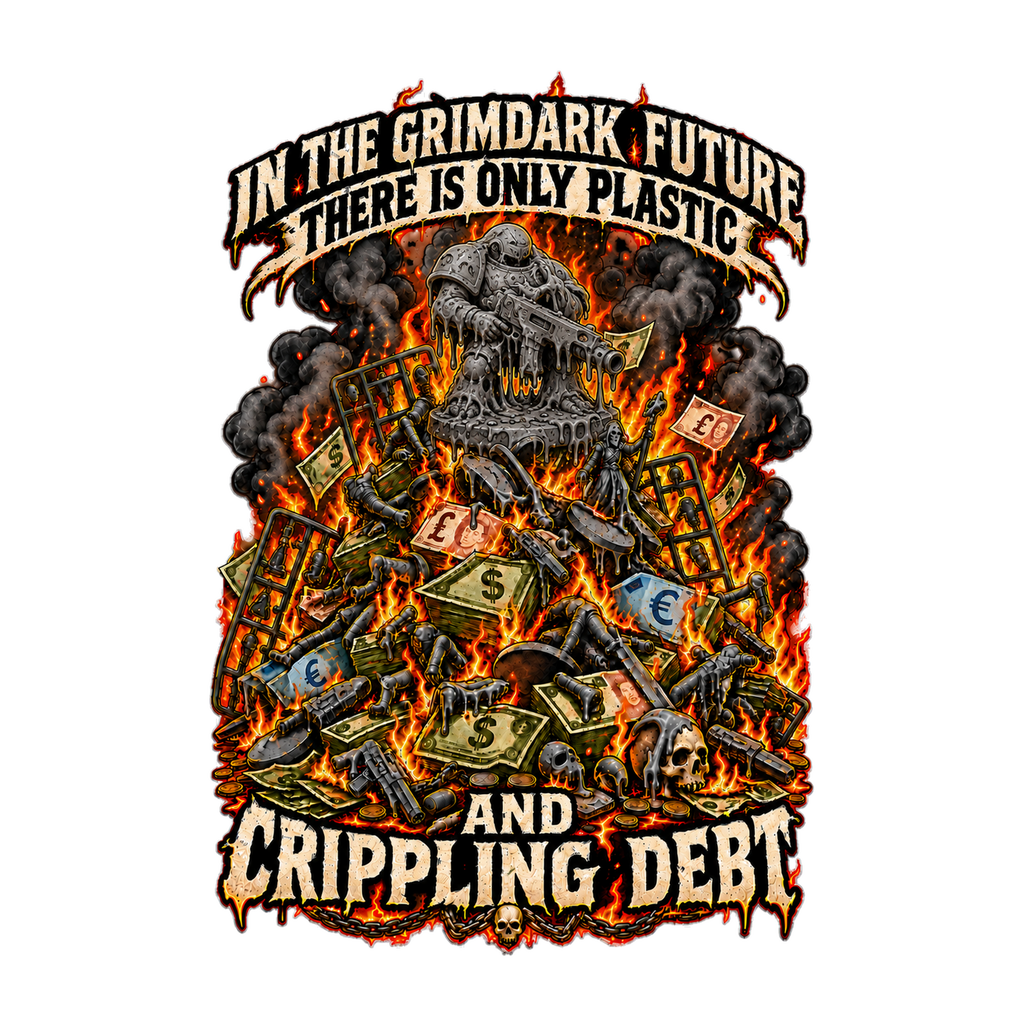 Only Plastic & Crippling Debt graphic T-shirt product mockup