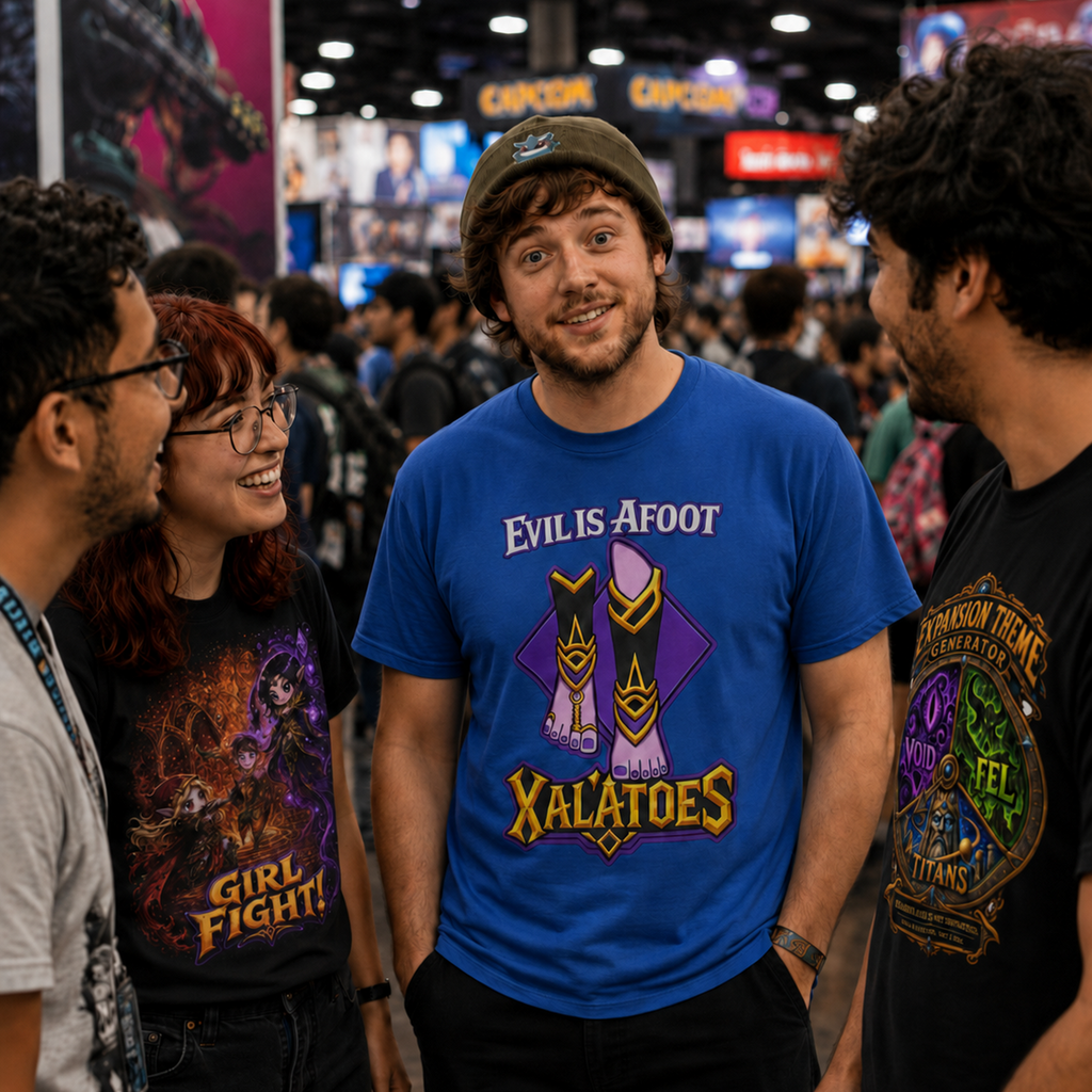 Evil is Afoot Xalatoes T-shirt | Fantasy Feet Character Graphic